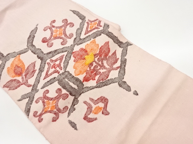 JAPANESE NAGOYA OBI / MAWATA TSUMUGI / WOVEN FLOWER